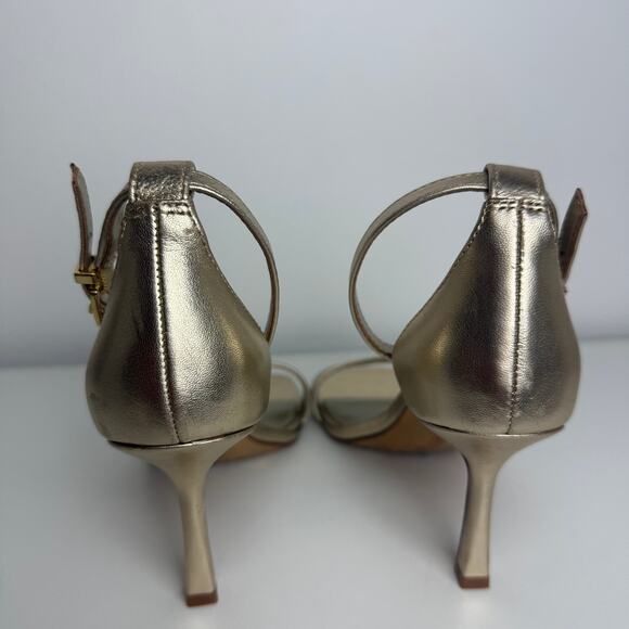 Vince Camuto Womens Enella Ankle Strap Square Toe Gold Sandals Stiletto Heels 6M - Picture 5 of 12